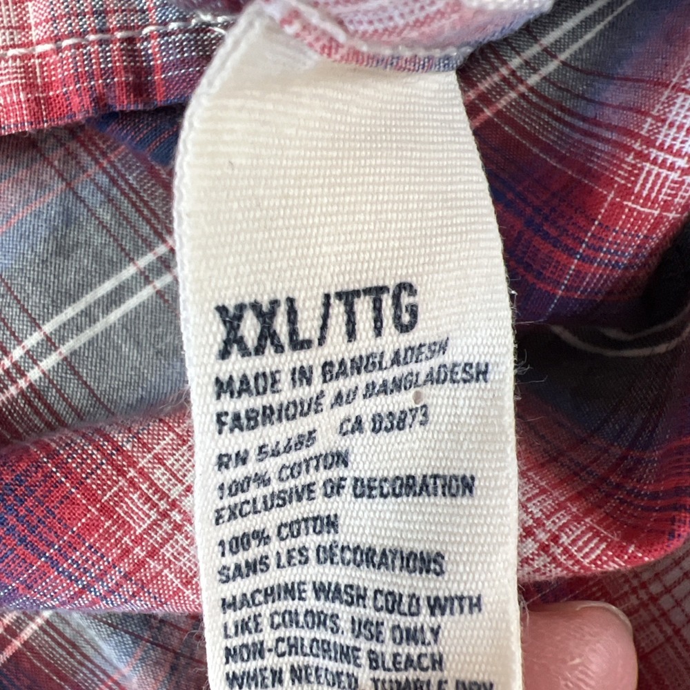 American Eagle XXL Vintage Fit Plaid Western Shirt Men Pearl Snap Long Sleeves - Picture 7 of 8